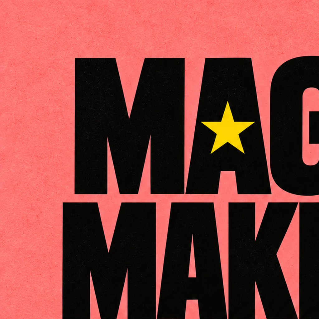 Magic Makers Club – Modern Tipografi Sihirli Poster — baskının yakın çekimi, kâğıt dokusu ve renk detayı