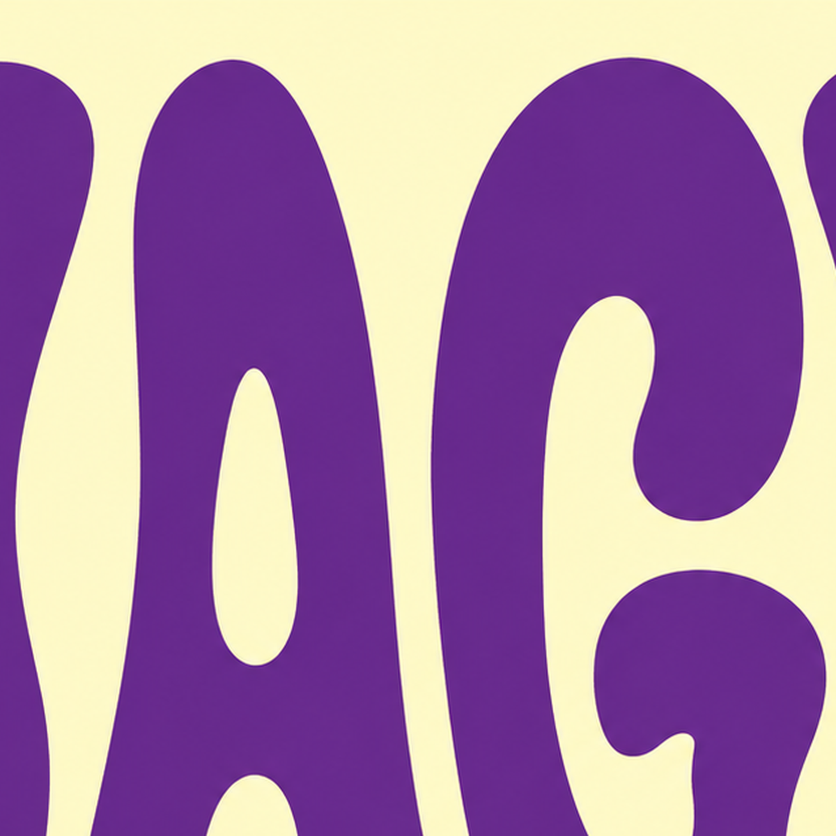 Mor Psychedelic MAGIC Yazılı Retro Poster Duvar Dekoru — baskının yakın çekimi, kâğıt dokusu ve renk detayı