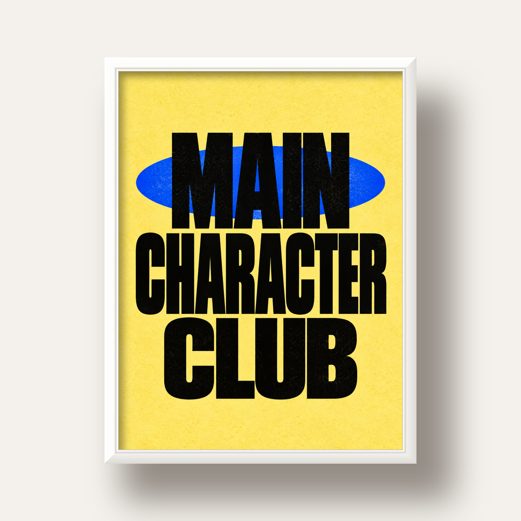 MAIN CHARACTER CLUB Modern Tipografi Poster - Dijital Sanat — beyaz derin çerçeveli