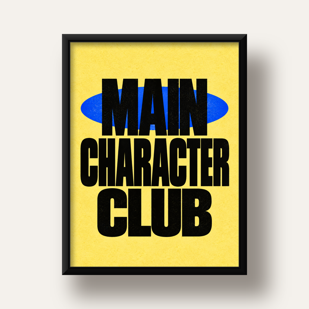MAIN CHARACTER CLUB Modern Tipografi Poster - Dijital Sanat — siyah derin çerçeveli