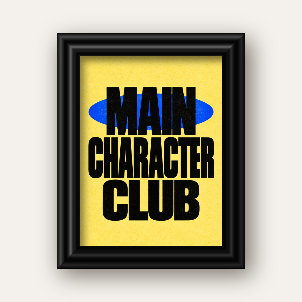 MAIN CHARACTER CLUB Modern Tipografi Poster - Dijital Sanat — siyah galeri çerçeveli
