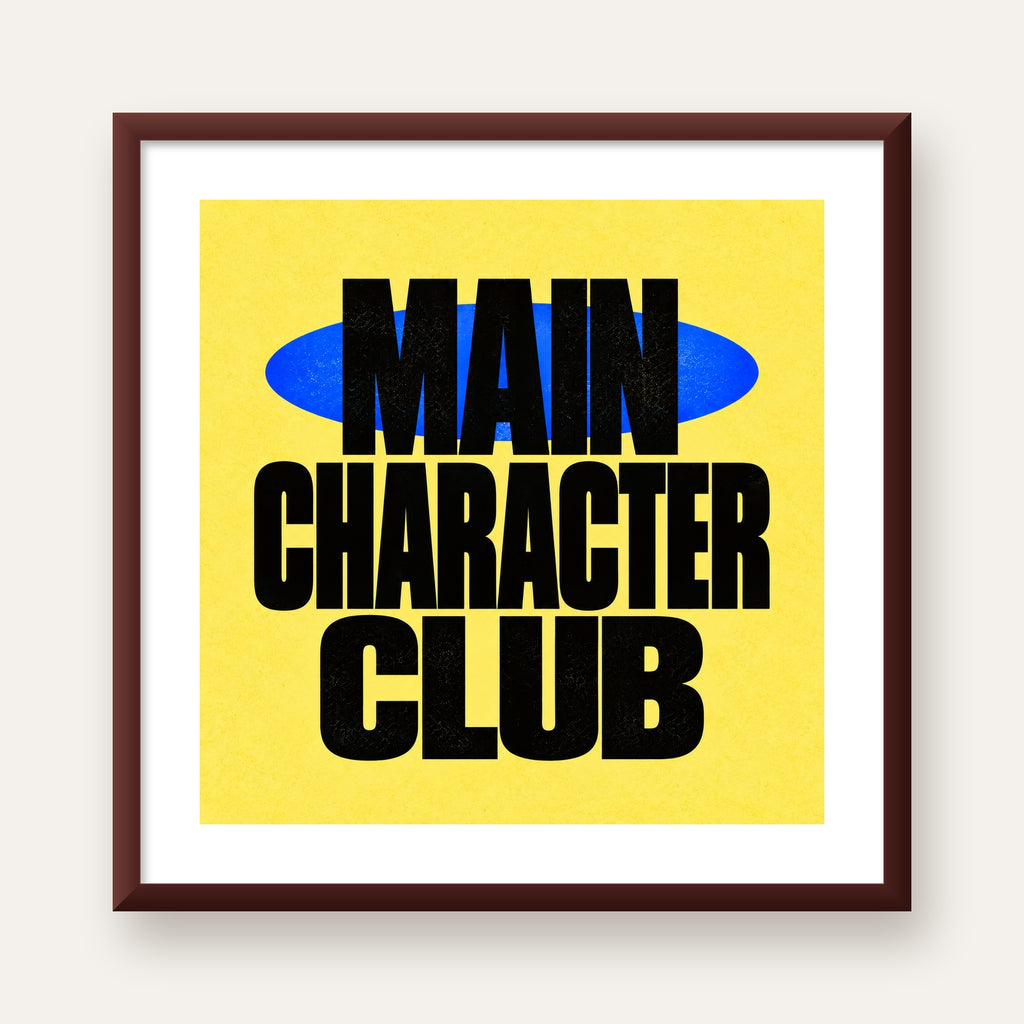 MAIN CHARACTER CLUB Modern Tipografi Poster - Dijital Sanat — ceviz çerçeveli paspartulu