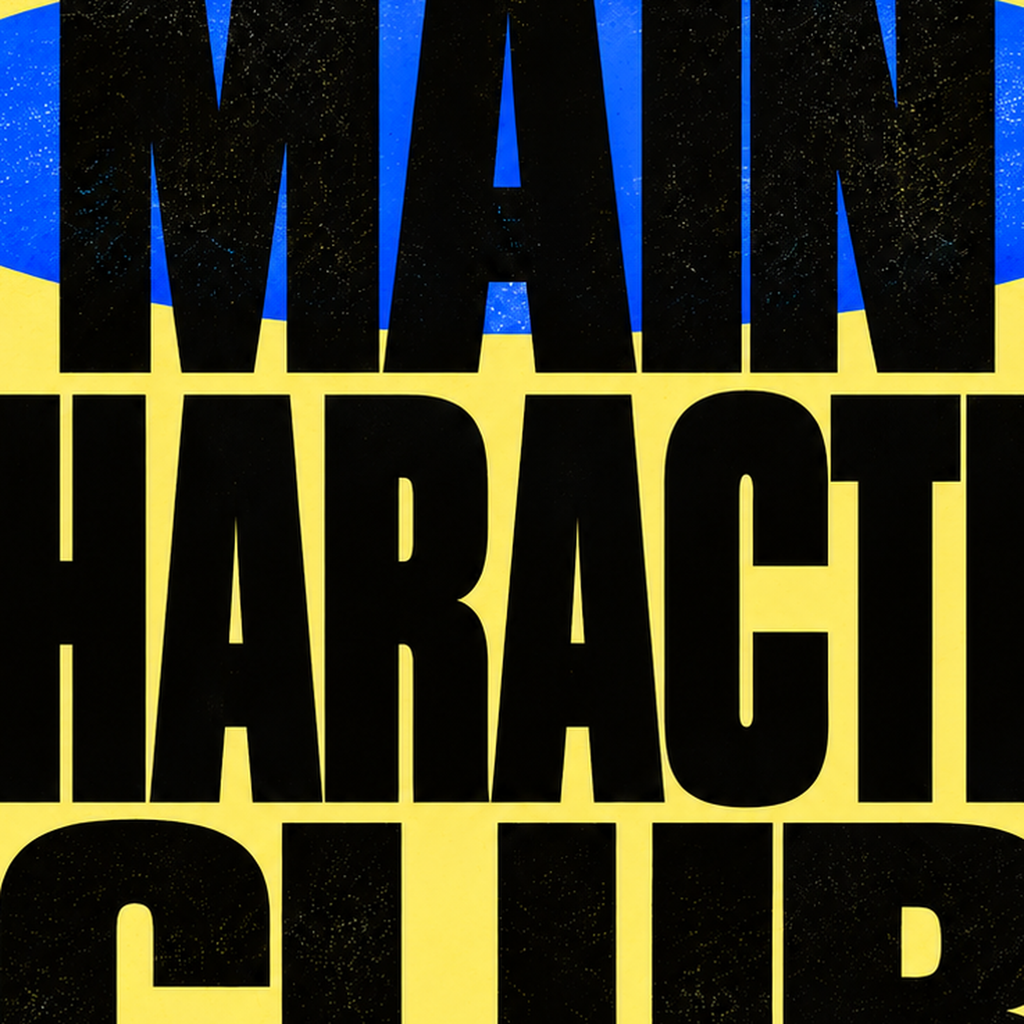 MAIN CHARACTER CLUB Modern Tipografi Poster - Dijital Sanat — baskının yakın çekimi, kâğıt dokusu ve renk detayı