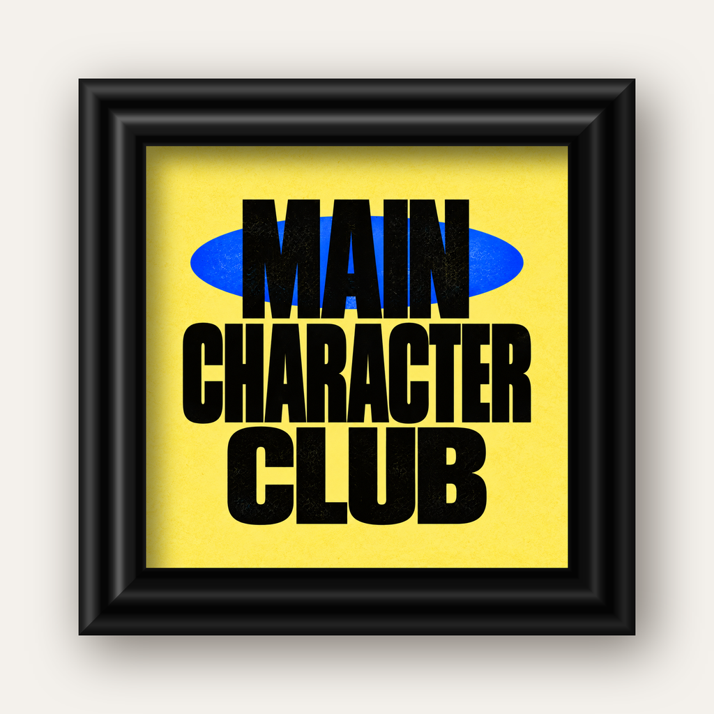MAIN CHARACTER CLUB Modern Tipografi Poster - Dijital Sanat — siyah galeri çerçeveli