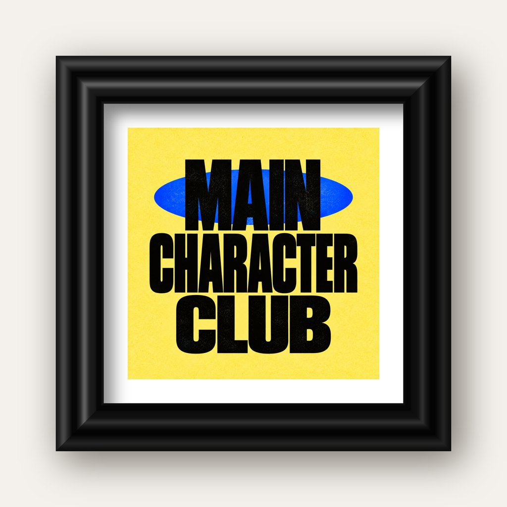 MAIN CHARACTER CLUB Modern Tipografi Poster - Dijital Sanat — siyah galeri çerçeveli paspartulu