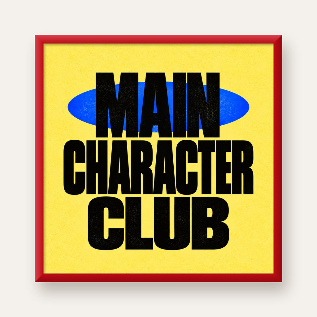 MAIN CHARACTER CLUB Modern Tipografi Poster - Dijital Sanat — kırmızı çerçeveli