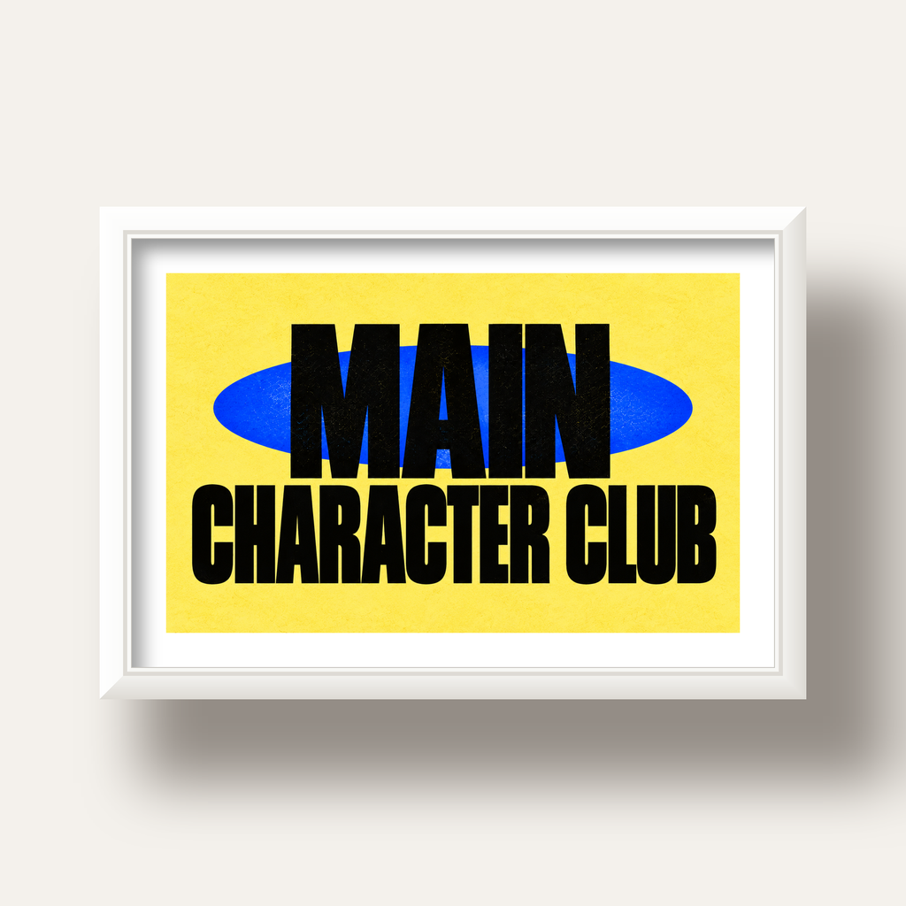 MAIN CHARACTER CLUB Modern Tipografi Poster - Dijital Sanat — beyaz derin çerçeveli paspartulu