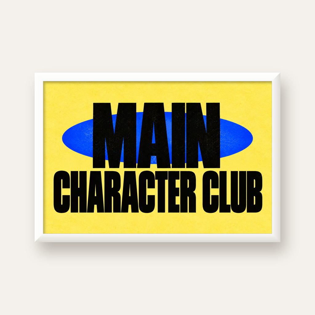 MAIN CHARACTER CLUB Modern Tipografi Poster - Dijital Sanat — beyaz çerçeveli yatay poster