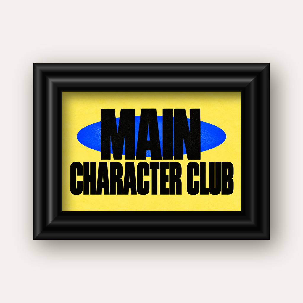 MAIN CHARACTER CLUB Modern Tipografi Poster - Dijital Sanat — siyah galeri çerçeveli