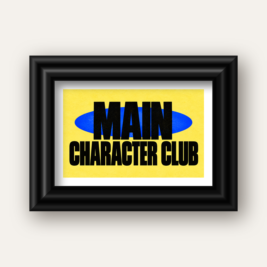 MAIN CHARACTER CLUB Modern Tipografi Poster - Dijital Sanat — siyah galeri çerçeveli paspartulu