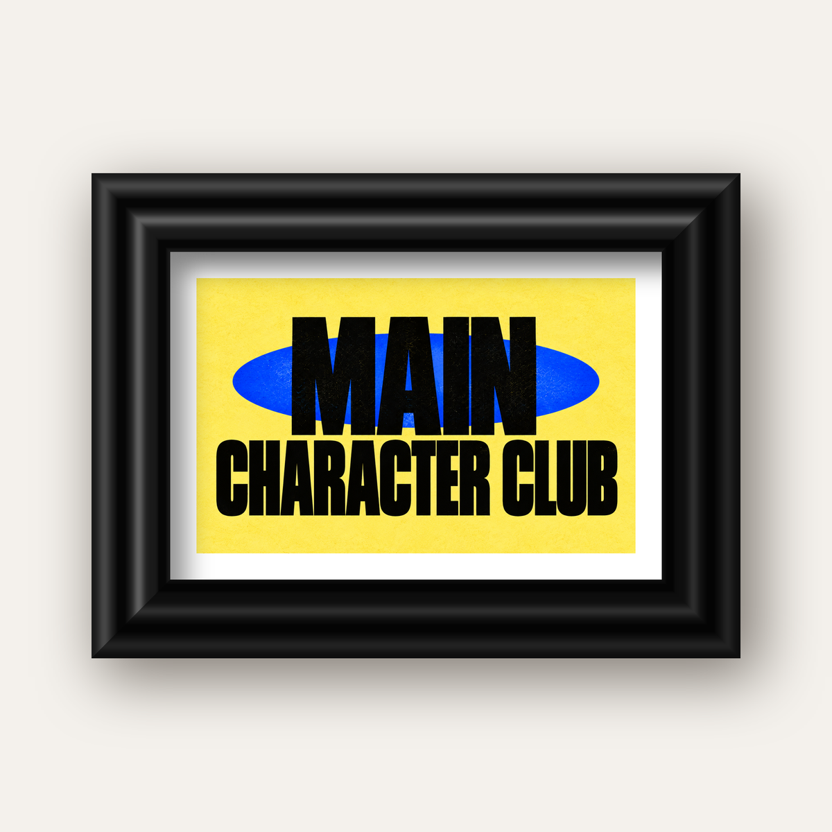 MAIN CHARACTER CLUB Modern Tipografi Poster - Dijital Sanat — siyah galeri çerçeveli paspartulu