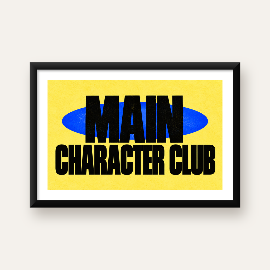 MAIN CHARACTER CLUB Modern Tipografi Poster - Dijital Sanat — Yatay baskı, beyaz kenar boşluklu