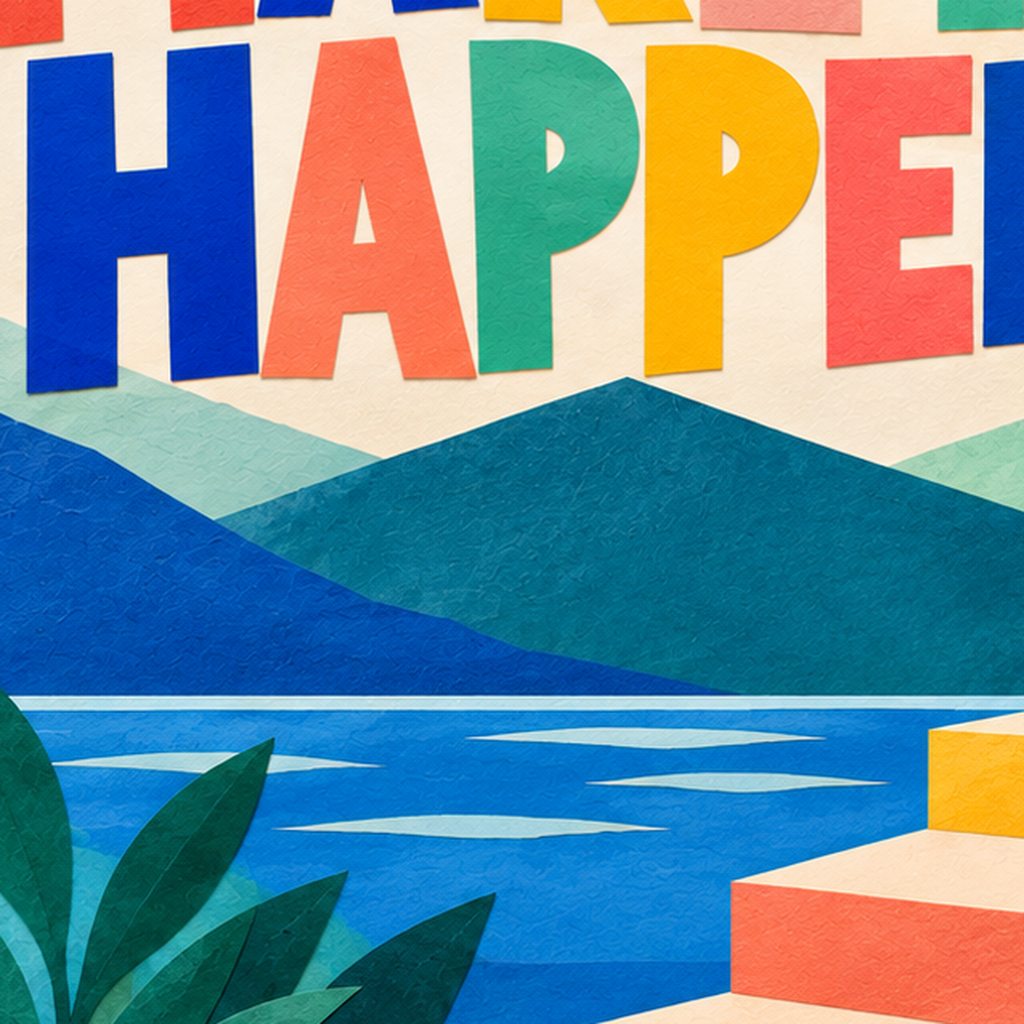 Motivasyonel Renkli Merdiven Poster – Make It Happen — baskının yakın çekimi, kâğıt dokusu ve renk detayı