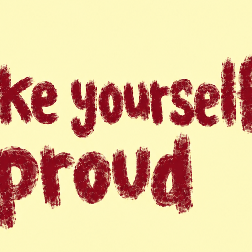 Make Yourself Proud - İLham Verici Tipografik Poster — baskının yakın çekimi, kâğıt dokusu ve renk detayı