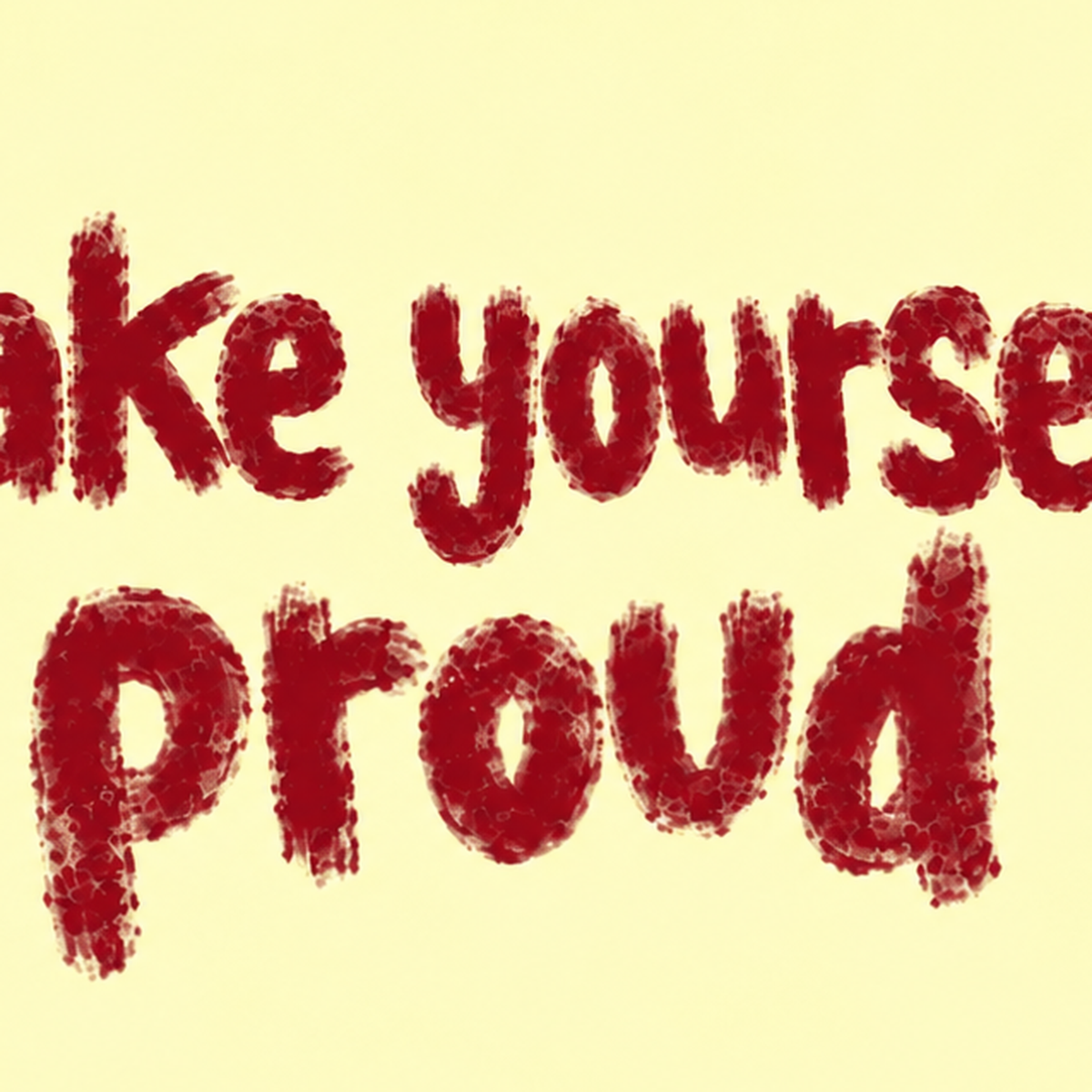 Make Yourself Proud - İLham Verici Tipografik Poster — baskının yakın çekimi, kâğıt dokusu ve renk detayı