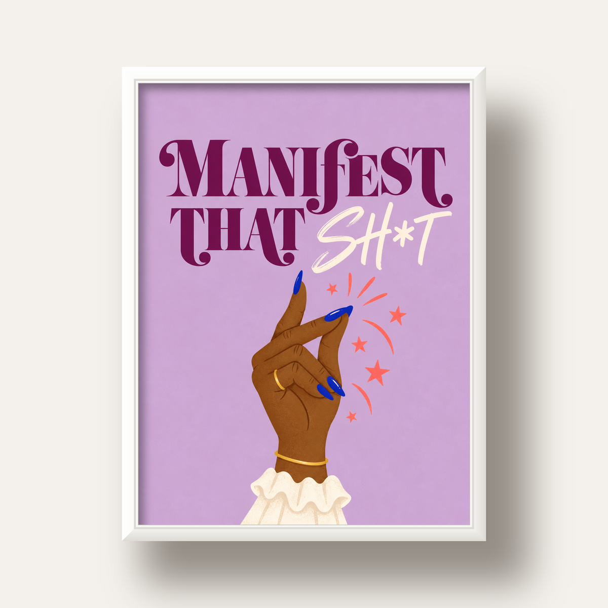 Manifest That Sh*t Renkli Tipografi Poster — beyaz derin çerçeveli