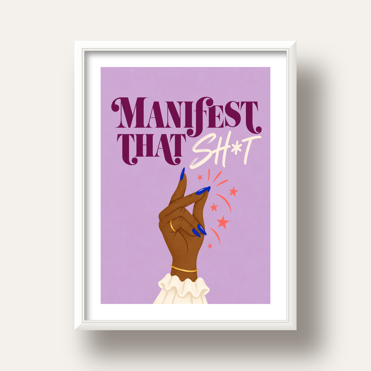 Manifest That Sh*t Renkli Tipografi Poster — beyaz derin çerçeveli paspartulu