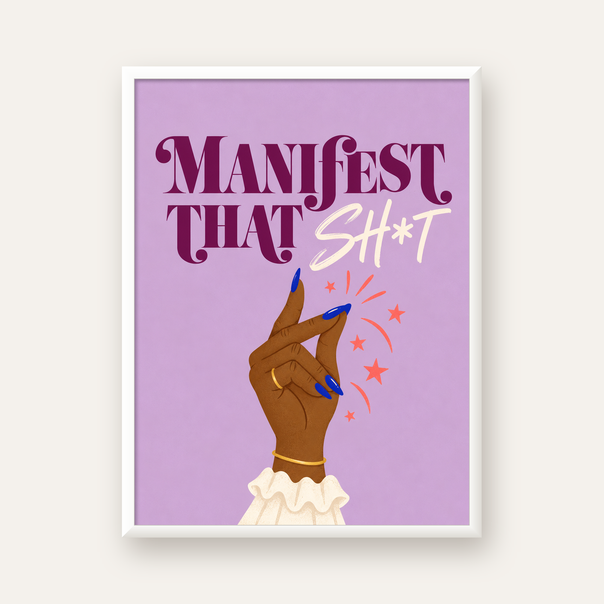 Manifest That Sh*t Renkli Tipografi Poster — beyaz çerçeveli dikey poster