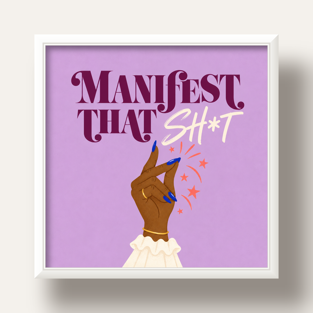 Manifest That Sh*t Renkli Tipografi Poster — beyaz derin çerçeveli