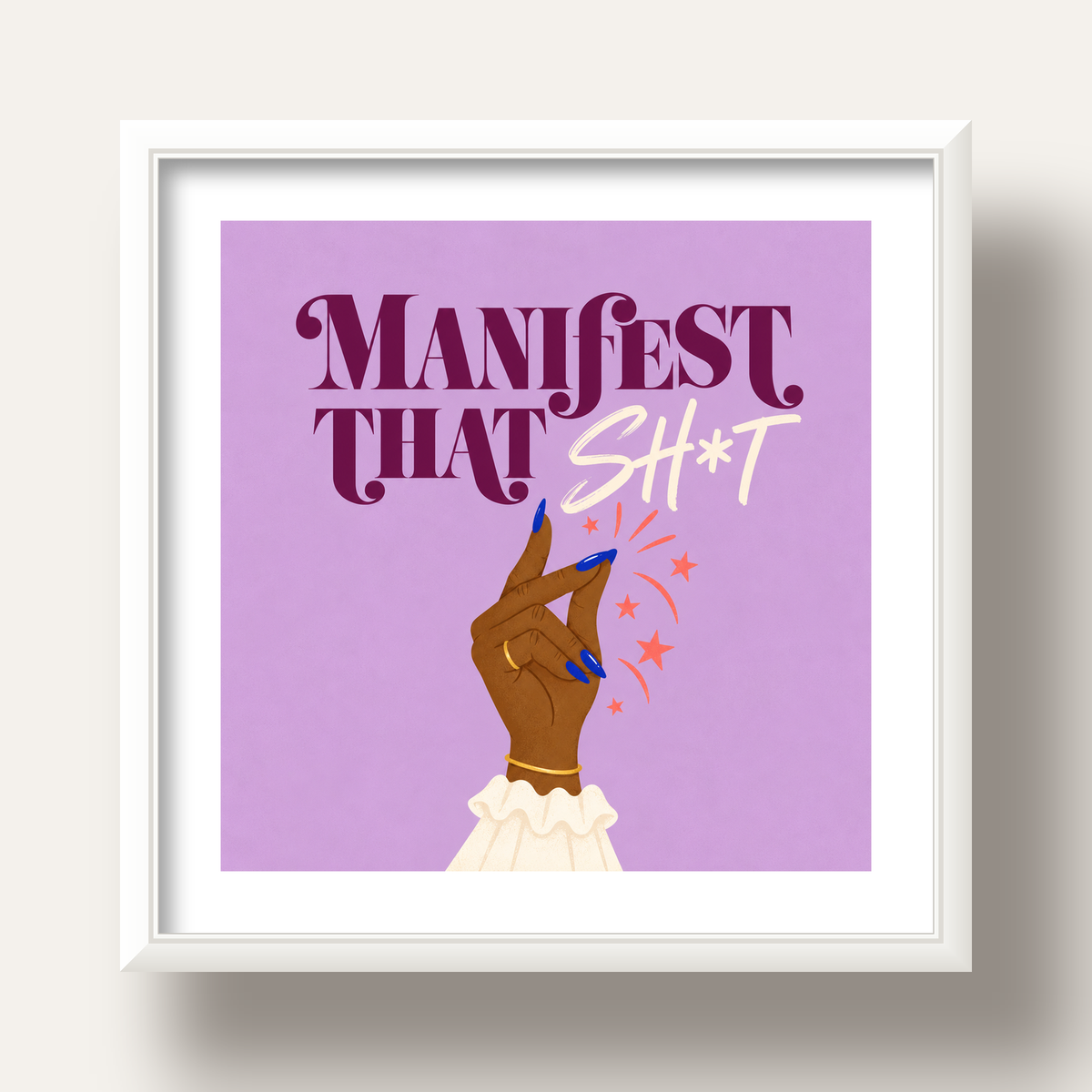 Manifest That Sh*t Renkli Tipografi Poster — beyaz derin çerçeveli paspartulu