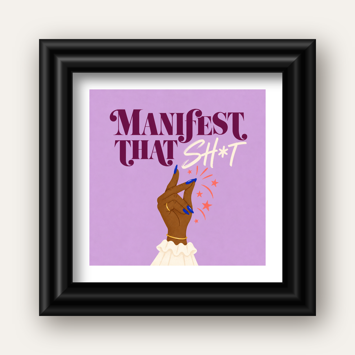Manifest That Sh*t Renkli Tipografi Poster — siyah galeri çerçeveli paspartulu
