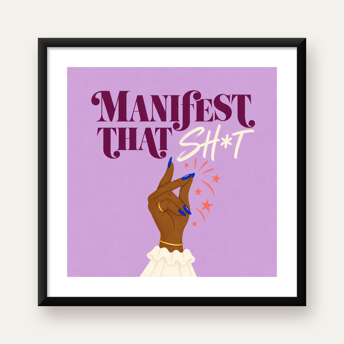 Manifest That Sh*t Motive Edici Modern Poster — Kare baskı, beyaz kenar boşluklu