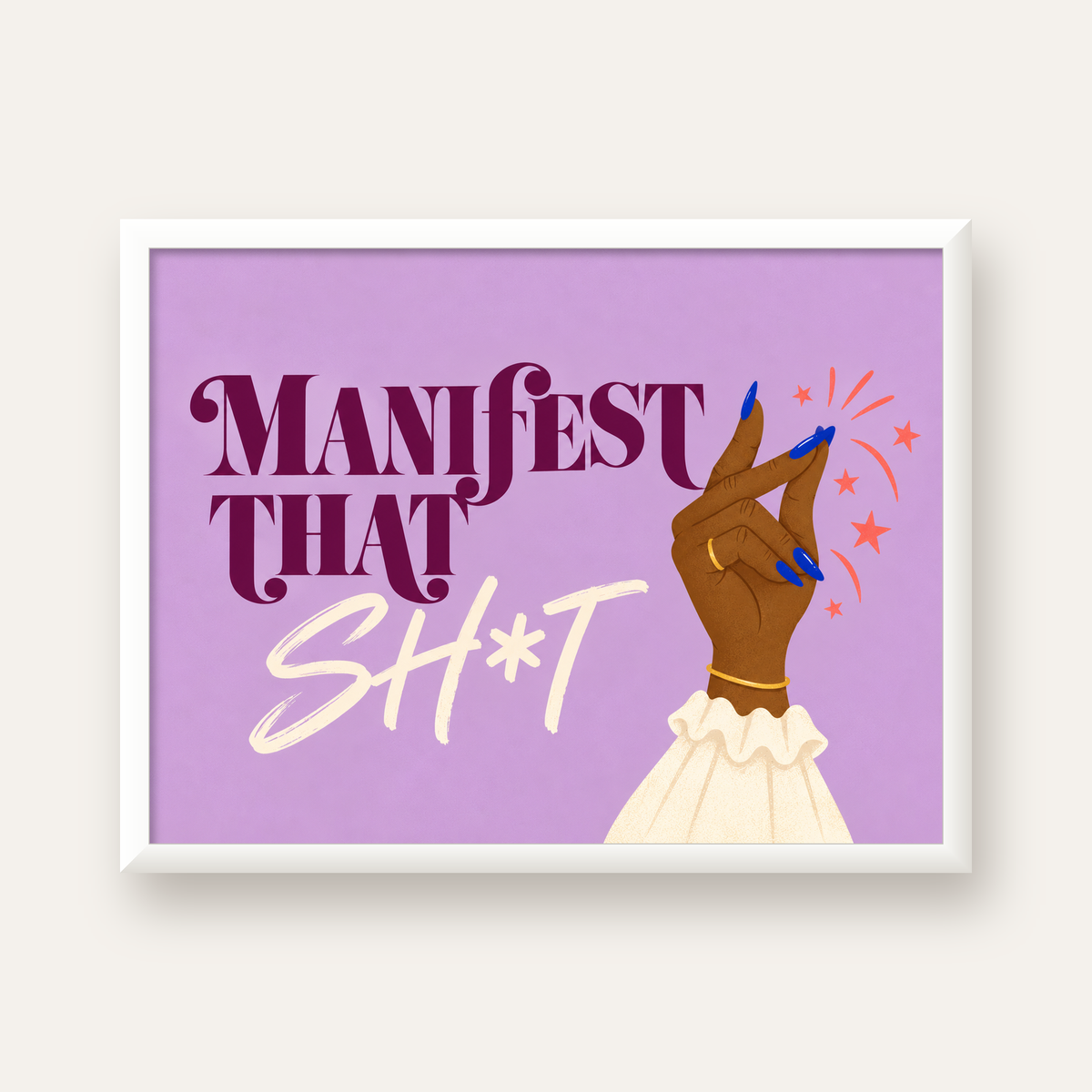 Manifest That Sh*t Renkli Tipografi Poster — beyaz çerçeveli yatay poster