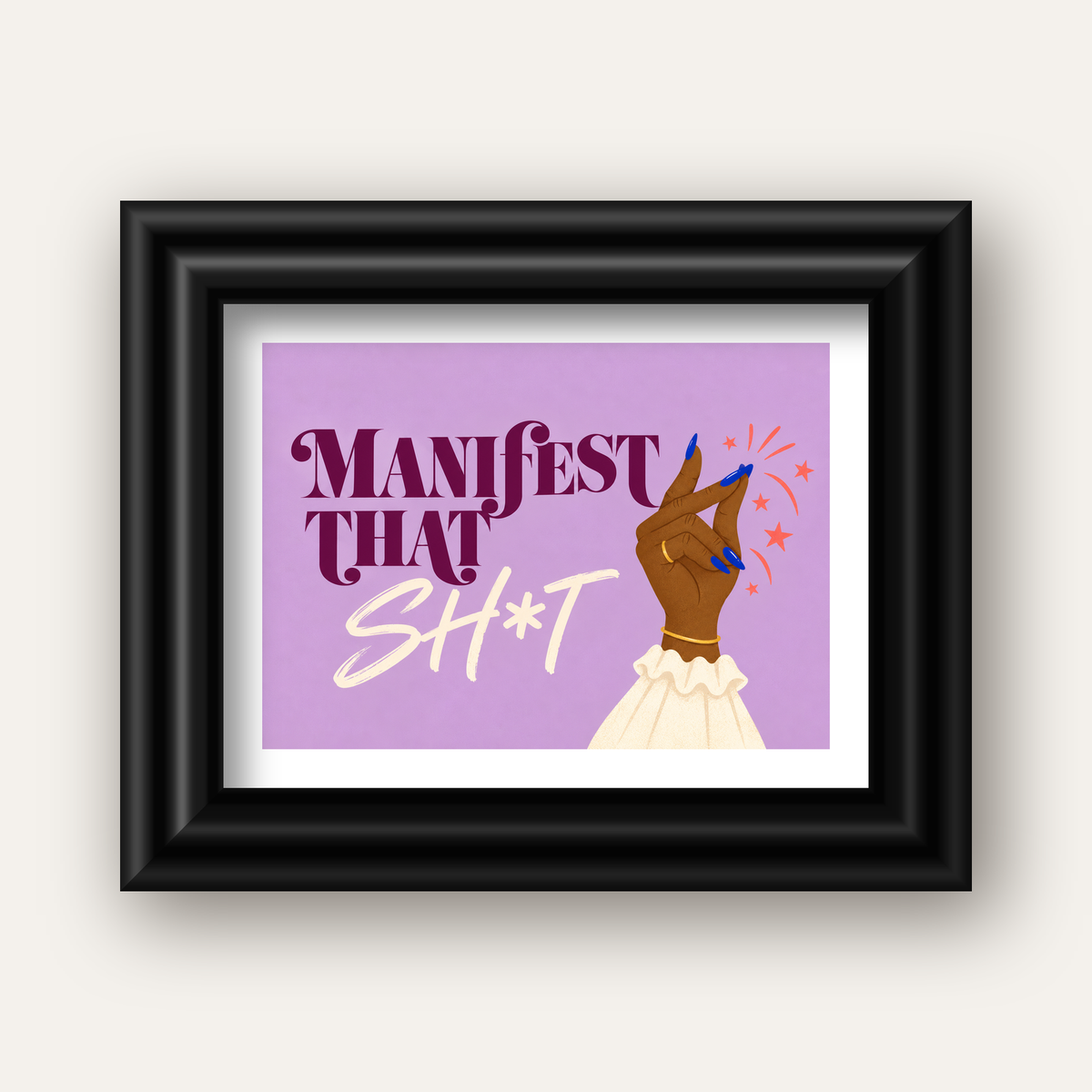 Manifest That Sh*t Renkli Tipografi Poster — siyah galeri çerçeveli paspartulu