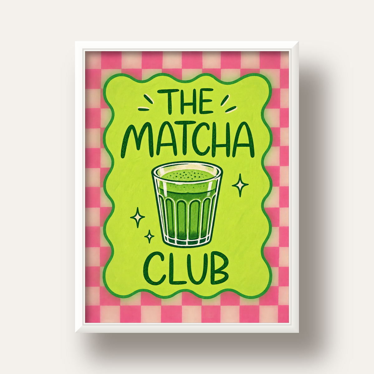 The Matcha Club – Renkli Matcha İçeceği Poster Tasarımı — beyaz derin çerçeveli