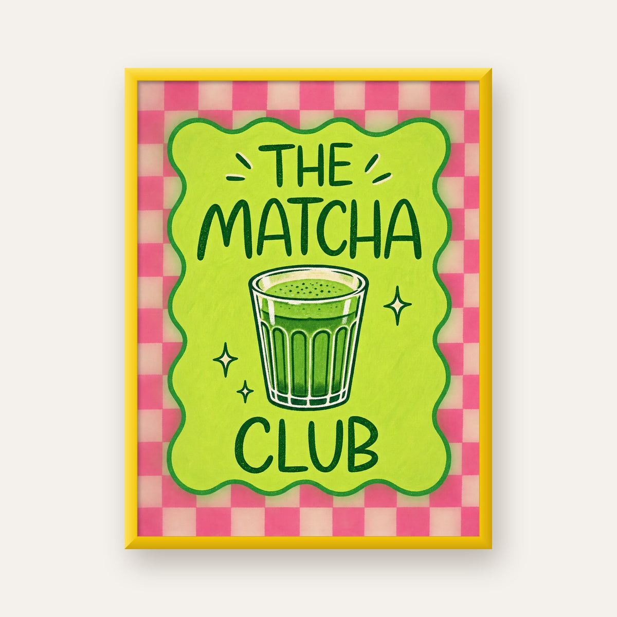 The Matcha Club – Renkli Matcha İçeceği Poster Tasarımı — sarı çerçeveli