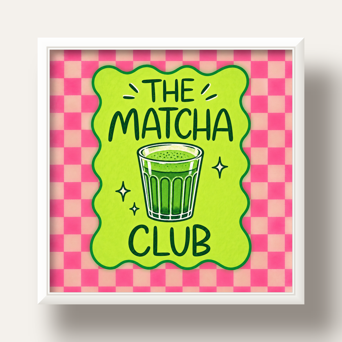 The Matcha Club – Renkli Matcha İçeceği Poster Tasarımı — beyaz derin çerçeveli