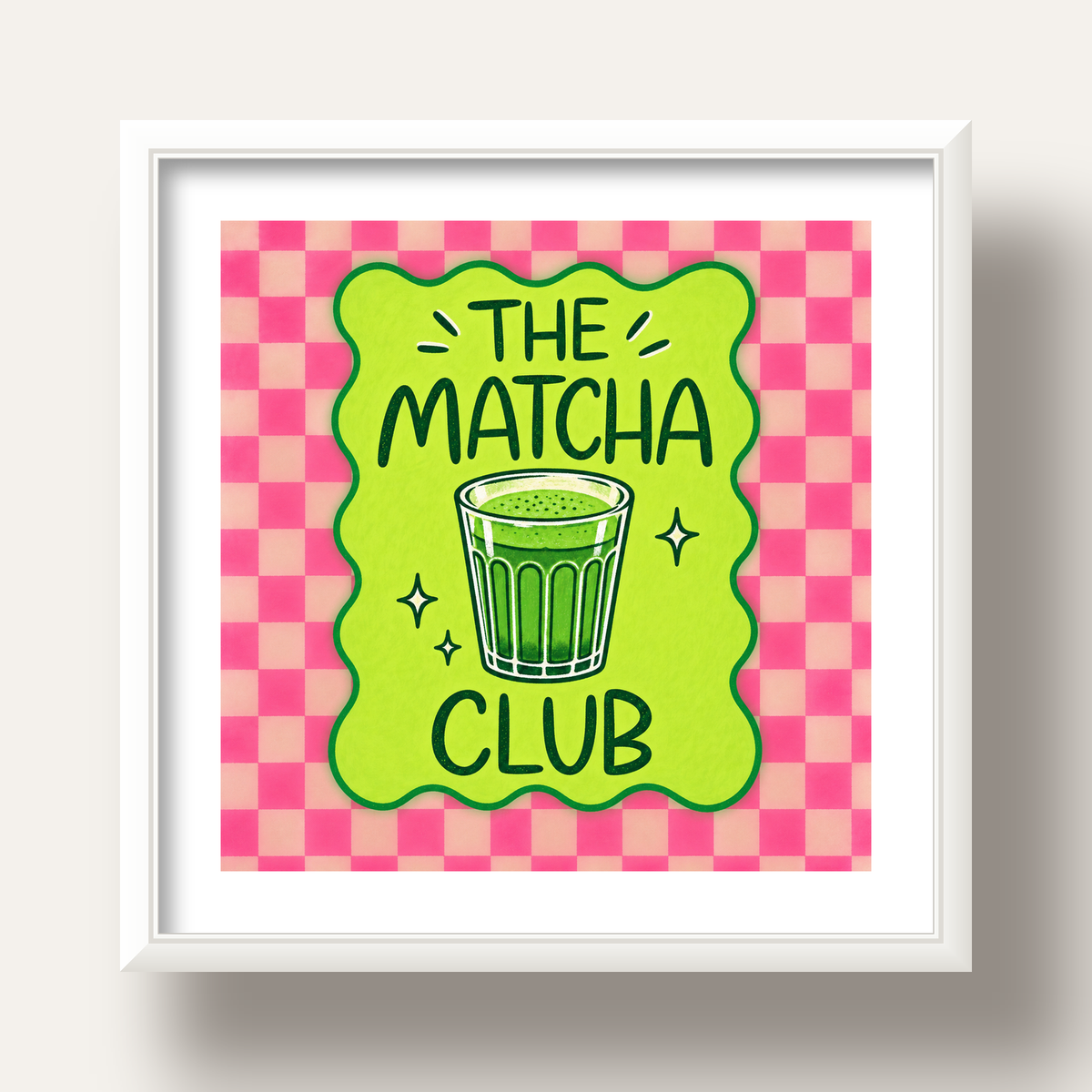 The Matcha Club – Renkli Matcha İçeceği Poster Tasarımı — beyaz derin çerçeveli paspartulu