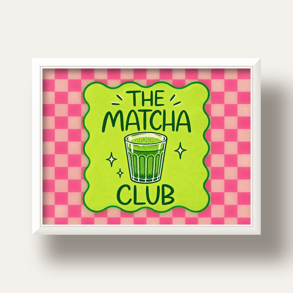The Matcha Club – Renkli Matcha İçeceği Poster Tasarımı — beyaz derin çerçeveli