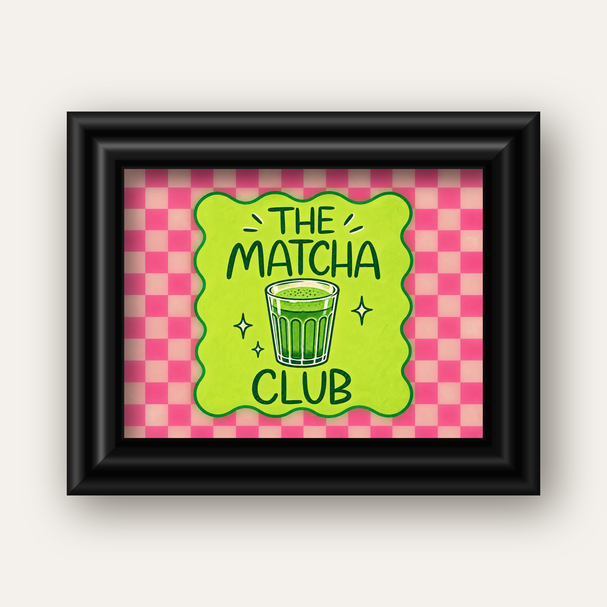The Matcha Club – Renkli Matcha İçeceği Poster Tasarımı — siyah galeri çerçeveli