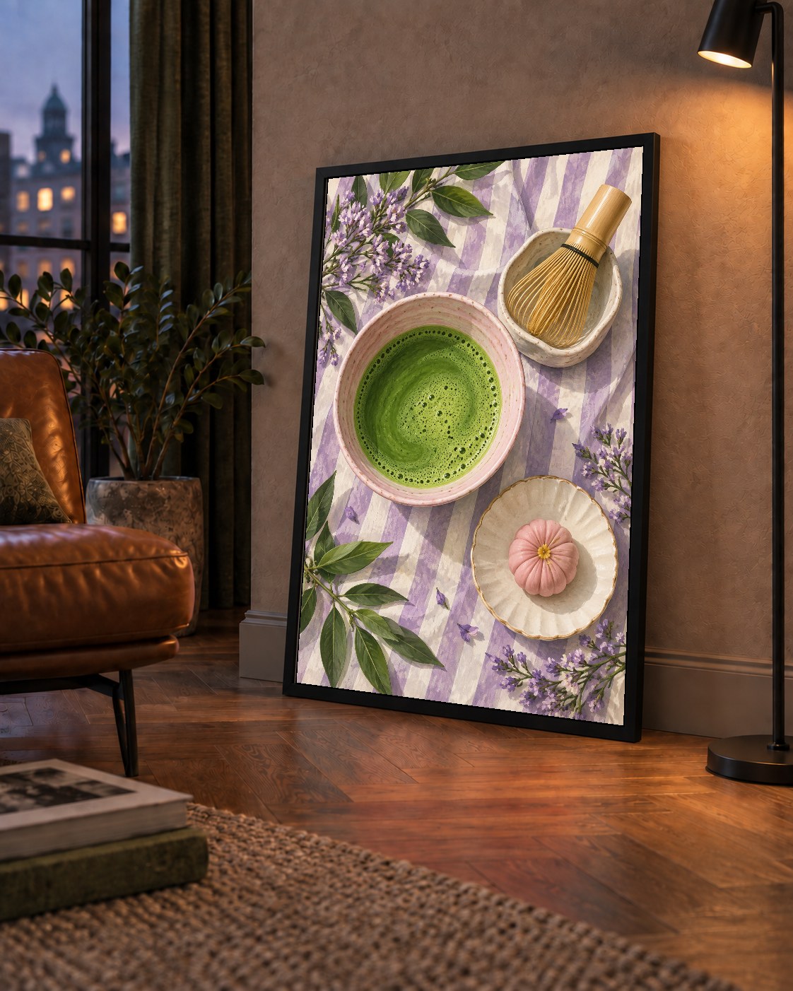 Matcha Seremonisi ve Lavanta – Modern Sanat Poster Baskısı