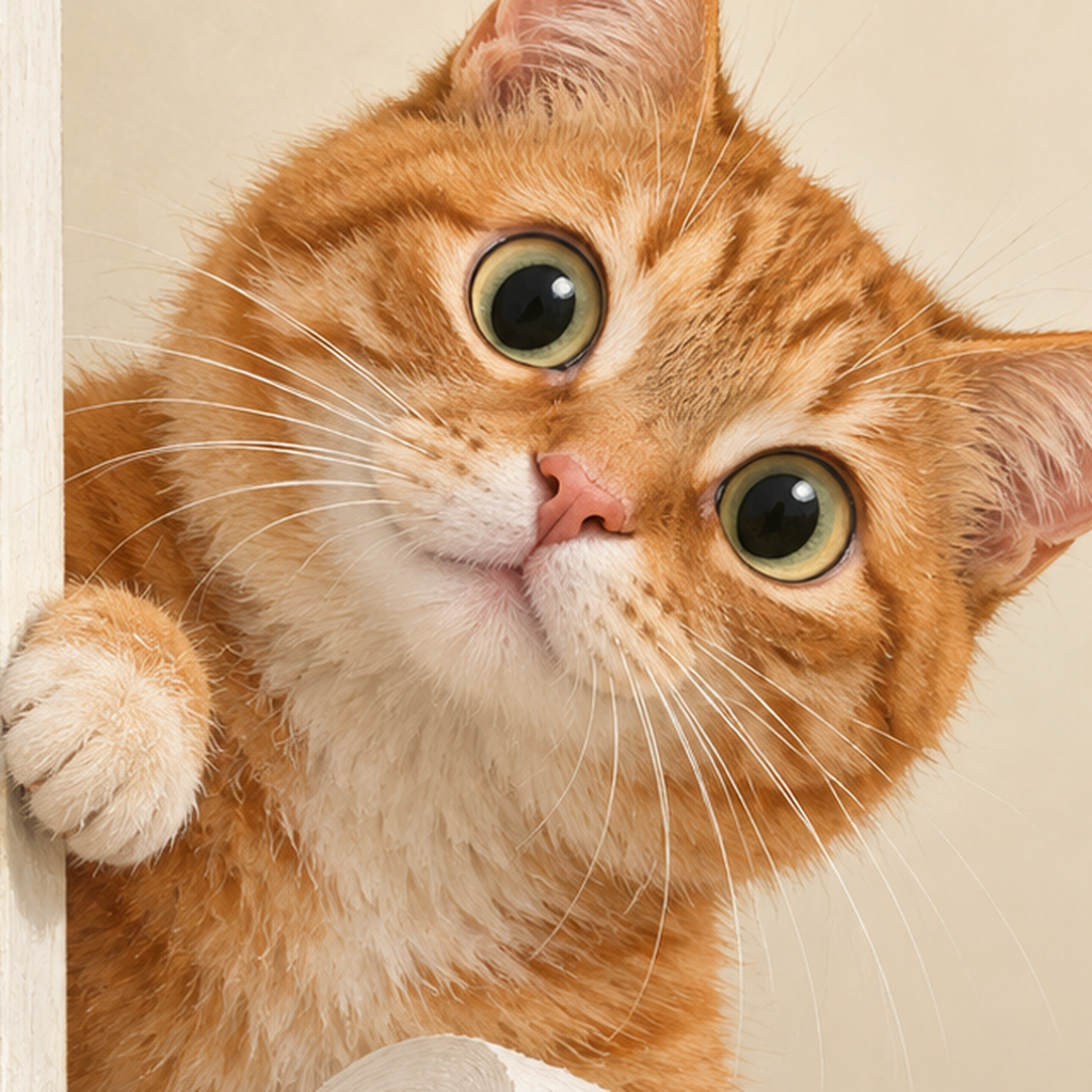 Komik Tuvalette Kedi Poster – Turuncu Kedi Banyo Dekoru — baskının yakın çekimi, kâğıt dokusu ve renk detayı