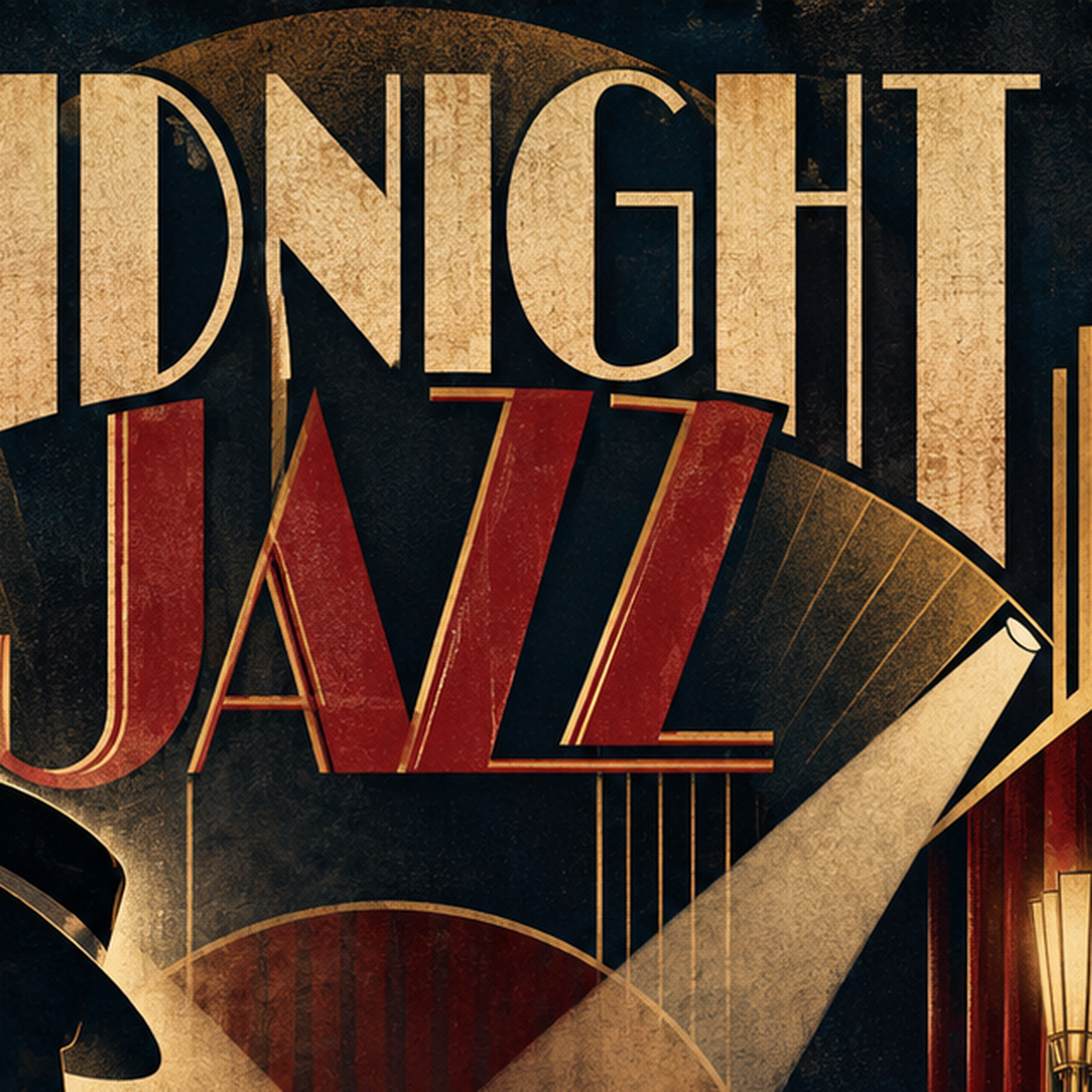 Art Deco Jazz Gecesi Poster – Caz Kulübü Retro Sanat Baskısı — baskının yakın çekimi, kâğıt dokusu ve renk detayı