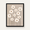 Minimalist Beyaz Çiçekler Modern Poster Duvar Dekoru — düz siyah çerçeveli duvar posteri