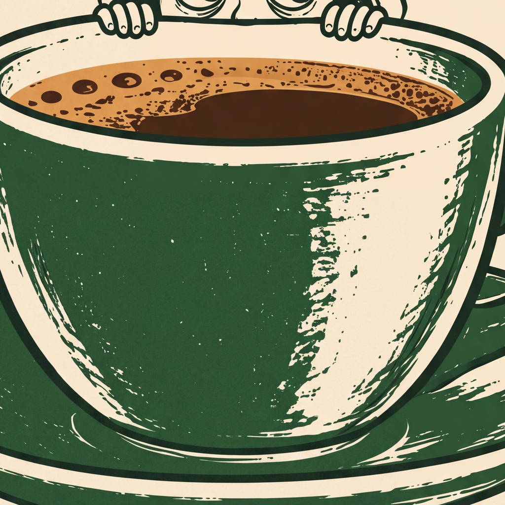 One More Espresso Mizahi Retro Kahve Posteri — baskının yakın çekimi, kâğıt dokusu ve renk detayı