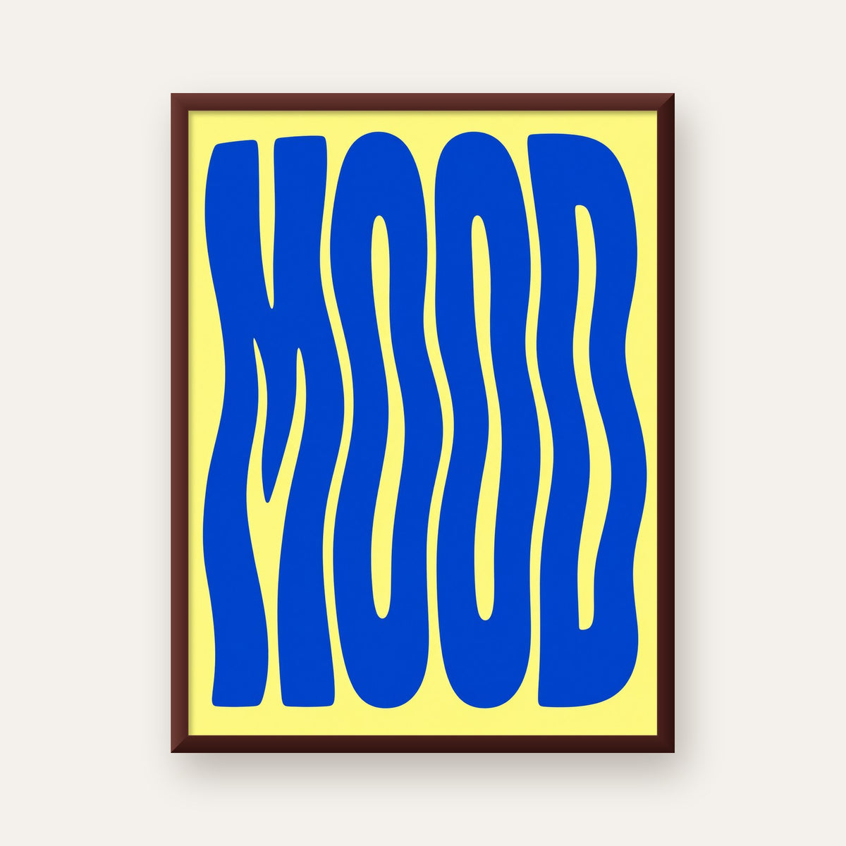 Minimal Dalgalı MOOD Yazılı Renkli Poster Baskı — ceviz çerçeveli