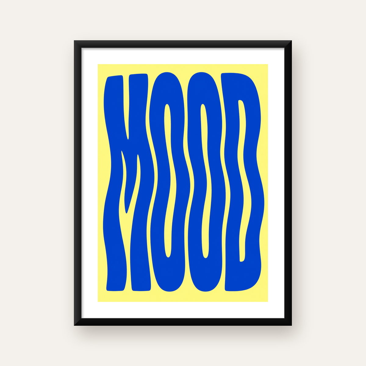 Minimal Dalgalı MOOD Yazılı Renkli Poster Baskı — Dikey baskı, beyaz paspartulu