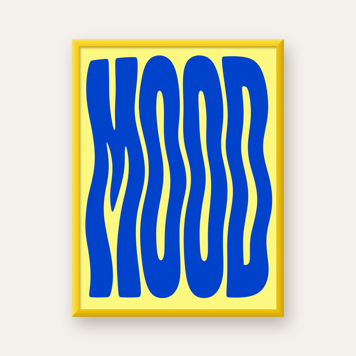Minimal Dalgalı MOOD Yazılı Renkli Poster Baskı — sarı çerçeveli