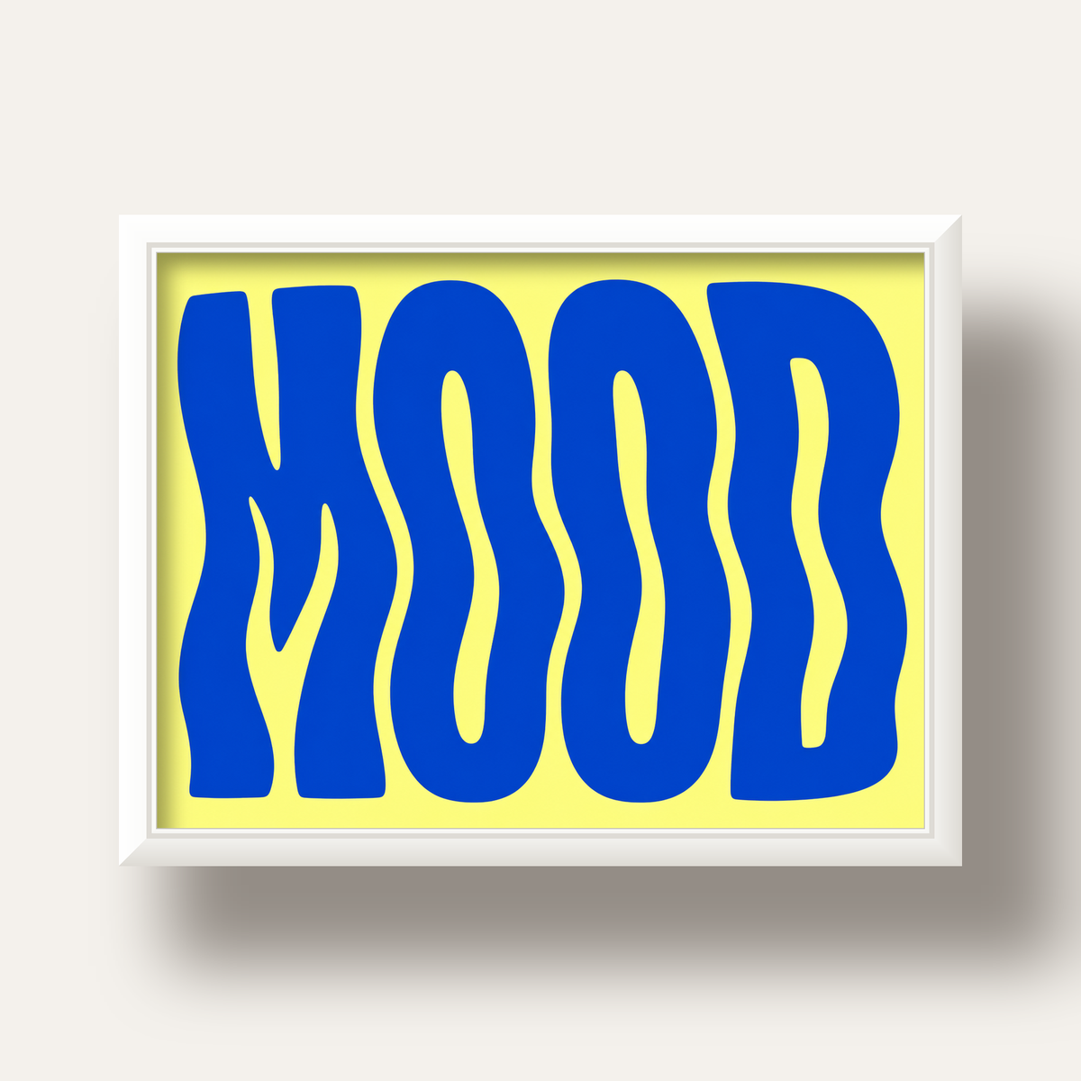 Minimal Dalgalı MOOD Yazılı Renkli Poster Baskı — beyaz derin çerçeveli