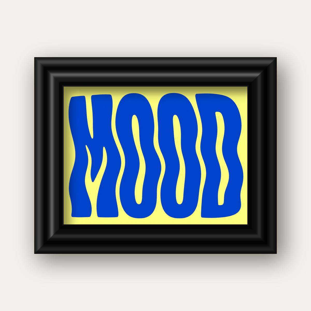 Minimal Dalgalı MOOD Yazılı Renkli Poster Baskı — siyah galeri çerçeveli