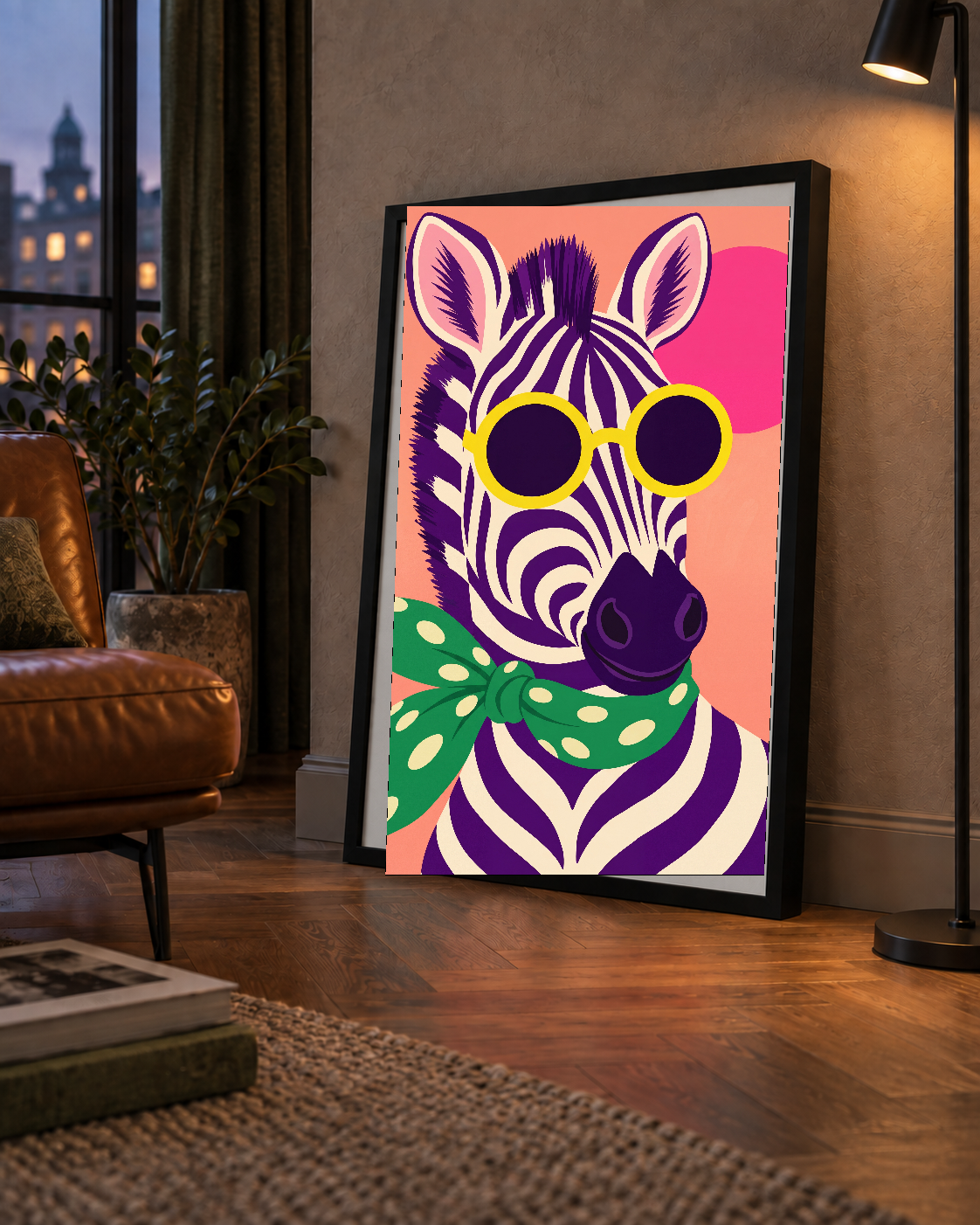 Retro Zebra Portresi Poster — Modern Renklerde Duvar Dekoru