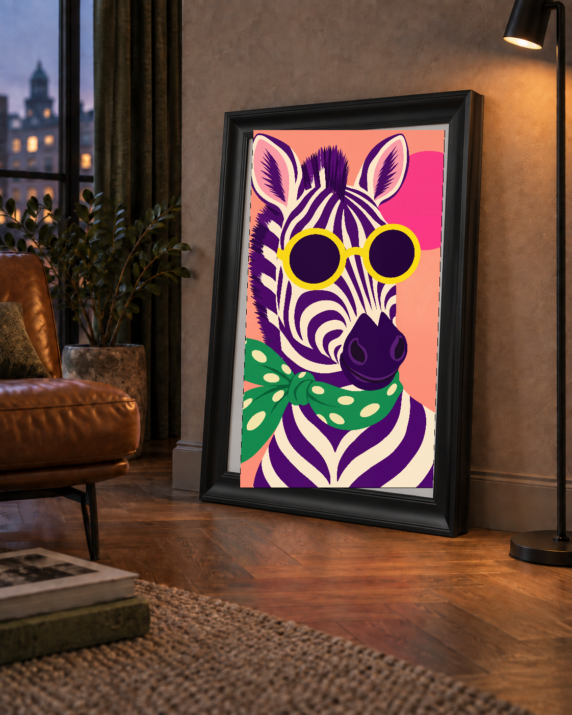 Retro Zebra Portresi Poster — Modern Renklerde Duvar Dekoru