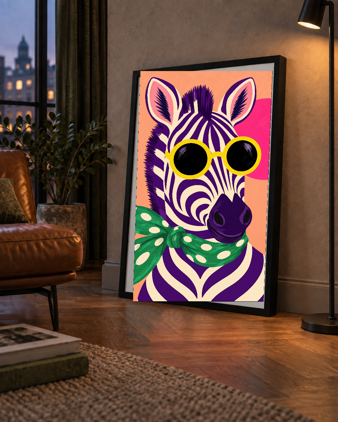 Retro Zebra Portresi Poster — Modern Renklerde Duvar Dekoru