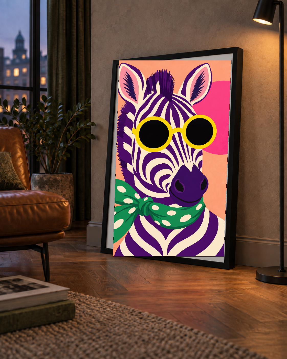 Retro Zebra Portresi Poster — Modern Renklerde Duvar Dekoru