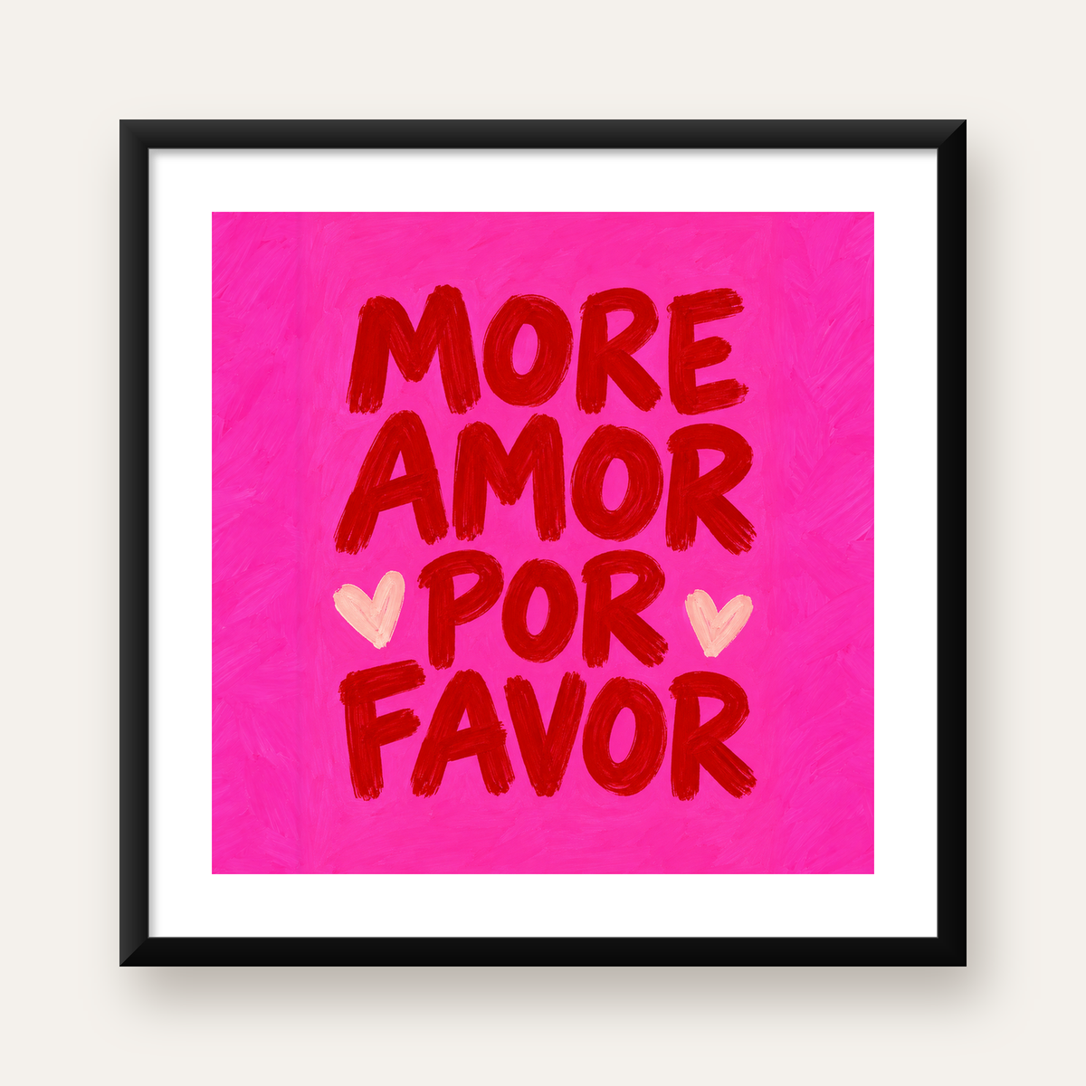 More Amor Por Favor Renkli Tipografik Aşk Posteri — Kare baskı, beyaz kenar boşluklu