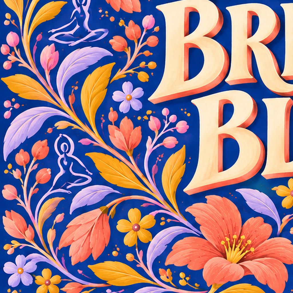 Move Breathe Bloom Çiçekli Motivasyon Sözü Poster — baskının yakın çekimi, kâğıt dokusu ve renk detayı